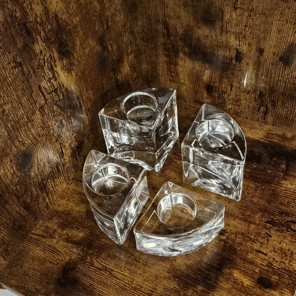 Orrefors QUARTET Tealight Crystal Candle Holders 4 Pcs By Helene Krantz Ex Cond - Picture 9 of 16